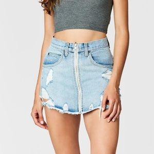 Carmar Beatrice zip front distressed mini skirt